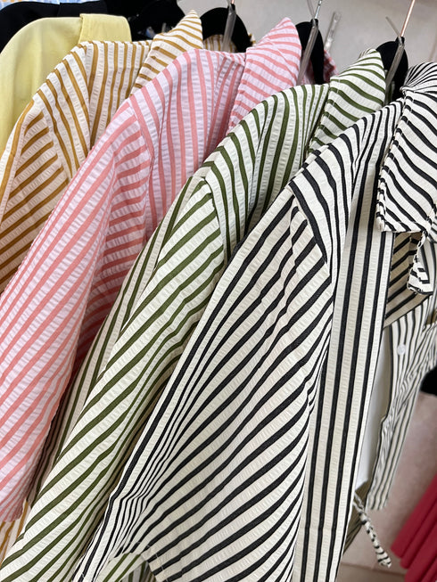 Summer Short Sleeves Strips Shirts With Short and Crop Camisoley